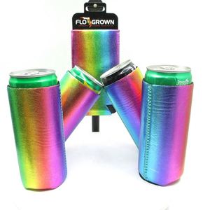 RYO Factory Price Insulated 12oz Tall Neoprene Holographic Laser Slim Waterproof Beer Can Cooler s - Product Image 3