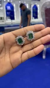 6.00CT <b>Emerald</b> Pear Cut Lab Grown Diamond <b>Stud</b> <b>Earrings</b> 14K Yellow Gold IGI Certified Gold Bridal Wedding Anniversary Party Fine - Product Image 6