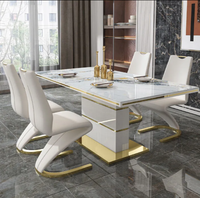 Combinación de Mesa de Comedor Rectangular y Sillas de Mármol y Madera Maciza de Estilo Nórdico Moderno Minimalista para Apartamentos Pequeños