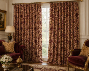 Decorative Vintage Damask Velvet Blackout Curtain Each Panel Art Nouveau Inspired <b>Window</b> Drapery Elegant Room Darkening Home - Product Image 4
