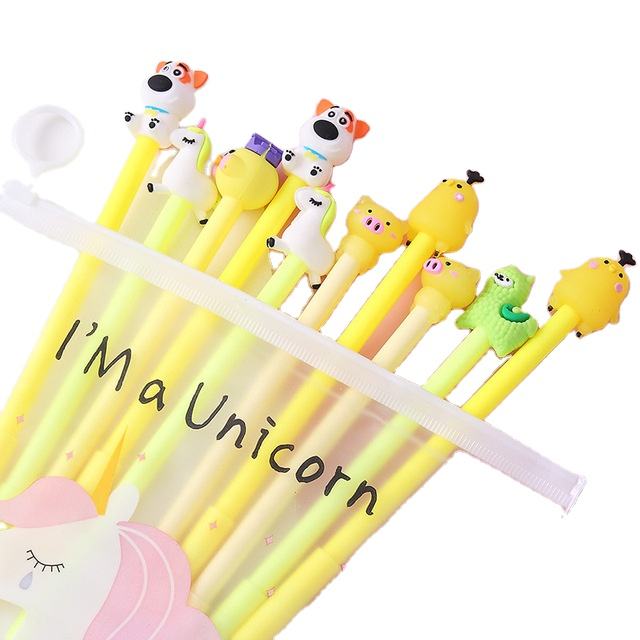 "10pcs Kawaii Plastic Gel Pen 0.5mm Black Gel Ink Factory Sale Cool Gift For Office"