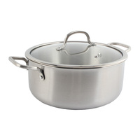 Marmite à soupe classique en acier inoxydable tri-couche sur mesure avec couvercle en verre trempé, robuste, compatible induction et écologique
