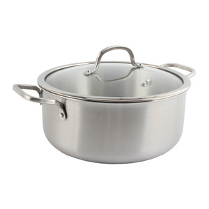 Factory Custom Tri-Ply Stainless Steel Casserole Stock <b>Pot</b> with Tempered Glass Lid Heavy Duty <b>Induction</b> Soup <b>Pot</b> - Product Image 3