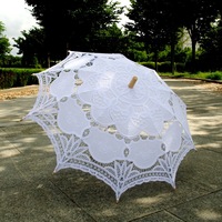 Parapluie droit personnalisé de 19 pouces avec manche en bois moderne, en dentelle, ouverture manuelle, plusieurs couleurs, pour décoration de mariage