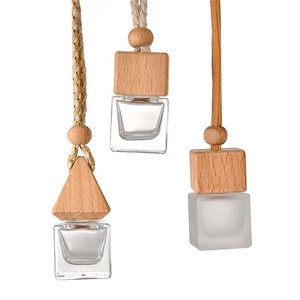 6ML vide voiture désodorisant pendentif parfum bouteille en verre avec bouchons en bois rechargeable voiture huile essentielle diffuseur bouteille - Product Image 4