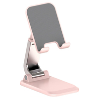 Support de bureau pliable et réglable en métal rose mignon pour tablette et téléphone portable – Accessoire de bureau robuste et portable