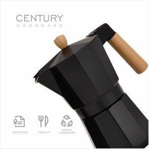 המאה איטלקית 9-גביע מוקה אלומיניום 450 מ "ל ידית עץ ידית עץ גז קרמיקה נייד גז קרמיקה כיריים קפה בישול - Product Image 6