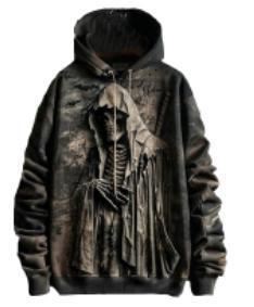 Áo Hoodie xuyên biên giới mùa thu và mùa đông mới với bản in kỹ thuật số 3D, có thiết kế đầu lâu nam theo phong cách halloween tối. - Product Image 3