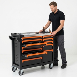 Heavy Duty 12-Drawer Rolling Stainless Steel <strong>Tool</strong> <strong>Cabinet</strong> Storage Cart With Lockable Side Door OEM For Garage Workshop - Product Image 5