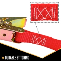 Sangle à cliquet en polyester de 10 m, 25 mm, 1000 kg, avec poignée ergonomique en caoutchouc et patch logo personnalisé exclusif pour l'identité des flottes d'entreprise