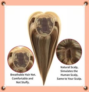 Topper per capelli umani biondi 613 <span class=keywords><strong>con</strong></span> frangia, 100% capelli vergini brasiliani lisci, parrucca <span class=keywords><strong>con</strong></span> parte libera in pizzo per donna - Product Image 5