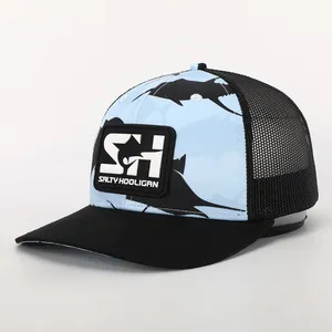 Bsci Custom Volwassen 6 Panel Screen Sublimatie Underbrim Gedrukt 3d Bladerdeeg Afdrukken Pvc Patch Logo Gorras Mesh 112 Trucker Cap hoed