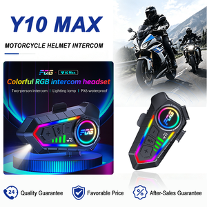 หมวกกันน็อค Y10 Max สำหรับกิจกรรมกลางแจ้ง กันน้ำ ผลิตจากพลาสติก ABS สำหรับชุดหูฟังอินเตอร์คอม เวลาใช้งาน 15 ชั่วโมง ระยะสัญญาณ 10 เมตร สำหรับขี่มอเตอร์ไซค์ - Product Image 1