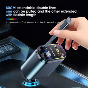 Best Seller Starry Sky Light 4 in 1 <strong>Multi</strong> Ports Fast Charge 60W Car <strong>Charger</strong> With 2 Retractable Cable - Product Image 5