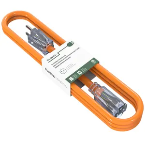 15 pies naranja 12AWG SJTW impermeable ETL listed cable de extensión para exteriores de alta calidad