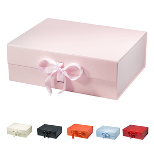 Custom Logo piatto di lusso confezione Extra Large nera opaca pieghevole magnetica scatola <span class=keywords><strong>regalo</strong></span> nastro rosa confezione piatta di lusso <span class=keywords><strong>per</strong></span> i regali - Product Image 1