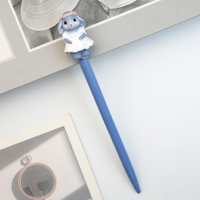 Stylo bille promotionnel mignon en forme de lapin habillé, corps pastel, avec logo personnalisé, fournitures scolaires pour enfants et étudiants