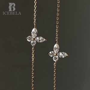 Braccialetto Semplice e Lussuoso in Argento Sterling S925 Placcato <span class=keywords><strong>Oro</strong></span> 18K con Zirconi Brillanti a Forma di Farfalla per Ragazze - Product Image 4