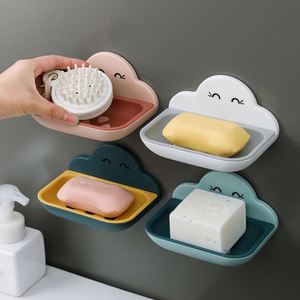 Jabonera de pared autoadhesiva para baño, sin perforaciones, creativa, bonita, con escurridor, soporte para jabón - Product Image 1
