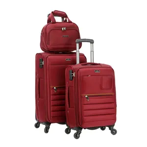 Mala de bagagem personalizada 20 "24" 28 ", malas de viagem conjuntos de cor vermelha bagagem