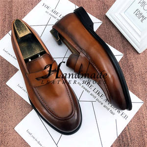 Zapatos formales de vestir para hombre, hechos a mano con cuero genuino, mocasines, zapatos de cuero cómodos, para oficina, viajes y trabajo. - Product Image 4
