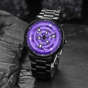 Drop Shipping Creative Sharingan Rotating Quartz Sports <b>Watch</b> Seiko Movement 22mm Band Alloy <b>Case</b> Black Unisex Gift - Product Image 2