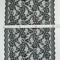 Dentelle élastique noire traditionnelle de haute qualité, 30 cm de large, motif floral, spandex/nylon, dentelle française, sacs de luxe, chapeaux, vêtements