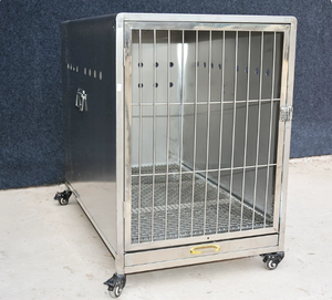 Cage de <span class=keywords><strong>transport</strong></span> pour <span class=keywords><strong>chien</strong></span> en acier inoxydable avec plateau en plastique, portable, pour usage extérieur, pour chiens de petite/moyenne/grande taille, fixation au <span class=keywords><strong>coffre</strong></span>, <span class=keywords><strong>transport</strong></span> aérien - Product Image 1