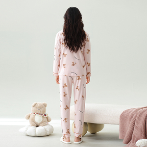 롱드 여성용 긴팔 V넥 나이트가운 <span class=keywords><strong>CVC</strong></span> 혼방 소재 수분 흡수 속건 부드럽고 통기성 좋은 피부 친화적인 홈 레저웨어 - Product Image 6