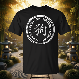 เสื้อยืดปีนักษัตรสุนัข ลายดิสเทรส ดีไซน์แบบจีน สำหรับผู้ใหญ่ คอกลม แขนสั้น พิมพ์ลายซิลค์สกรีน - Product Image 4