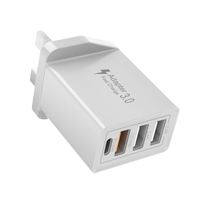 Chargeur PD 30W Chargeur rapide Type C Adaptateur de chargeur prend en charge la charge rapide 40W 20W 4 Ports UK EU Plug 3A1C Chargeur mural