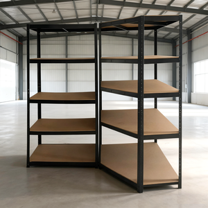 رفوف معدنية خفيفة الوزن 90 سم، رف تخزين من الألياف متوسطة الكثافة، رف متعدد الزوايا من الحديد، رفوف تخزين من الفولاذ قابلة للتكديس ومتينة - Product Image 1