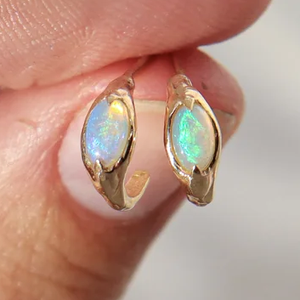 Fine Jewelry Earrings Sterling <strong>Silver</strong> <strong>Small</strong> Stone <strong>Hoop</strong> for Women 14k Gold Plated Open Natural Opal <strong>Hoop</strong> Earrings - Product Image 1