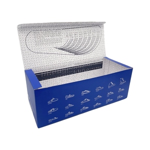 Boîte de papier de chaussure bleue de luxe avec illustrations détaillées de chaussures Boîtes de papier recyclables pour l'emballage de chaussure de marque - Product Image 3