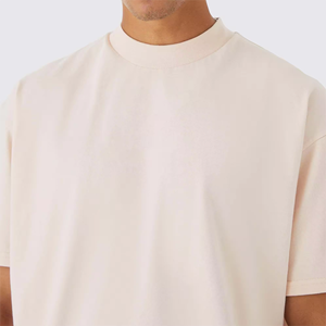 T-shirt décontracté oversize à épaules tombantes, 100 % coton épais, col rond, blanc, haute qualité pour homme - Product Image 3