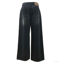 Pantalon en jean évasé taille haute noir pour femme, jean à jambes larges avec motif pailleté scintillant