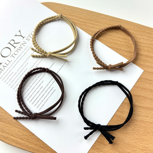 Double Strand Bow Hair <b>Tie</b> Nylon High Elasticity Casual Headdress Yellow <b>Brown</b> Dark <b>Brown</b> Black - Product Image 1