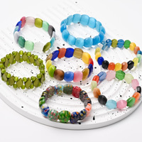 Bracelets en Agate Œil de Chat Multicolores Tendance en Gros, Bracelets Géométriques Polis Vintage, Cadeaux pour Filles et Couples