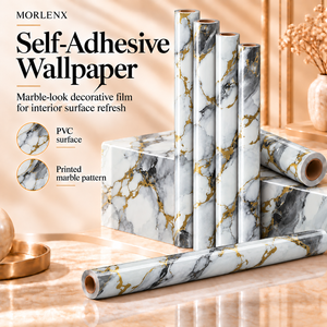 MORLENX Wit Grijs Zwart Marmer Zelfklevende Behangfolie Oliebestendig Waterdicht PVC Wand <span class=keywords><strong>Sticker</strong></span> voor Keuken Accentmuur - Product Image 1