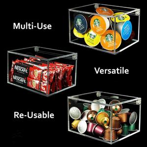 Porte-dosette de café en acrylique Transparent moderne, boîte de rangement pour Capsules de café avec couvercle à charnière pour Capsules Nespresso <span class=keywords><strong>Vertuo</strong></span> K Cups - Product Image 5
