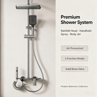 Kit de douche mural carré gris anthracite 4 fonctions avec douchette pluie pressurisée et pulvérisateur bidet pour salle de bain domestique ou hôtelière
