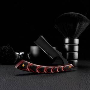 Nuevo diseño de alta calidad <span class=keywords><strong>Barberia</strong></span> mango plegable clásico para hombres barba corte afeitado maquinilla de afeitar recta negra Barbero maquinilla de afeitar - Product Image 2