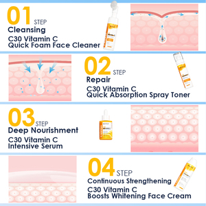 C30 Vitamina C Cuidado DE LA PIEL Etiqueta privada Multi-Efecto Reparación <span class=keywords><strong>Kit</strong></span> de belleza Corea Blanqueamiento Brillo Vitamina C Cuidado DE LA PIEL Set - Product Image 4