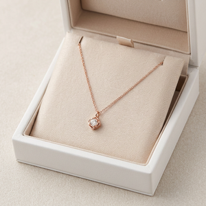 Most Popular Delicate Fine Jewelry Wholesale 18K Solid Rose Gold Single Natural Diamond Pendant <b>Necklace</b> Gift For Women Wear - Product Image 3
