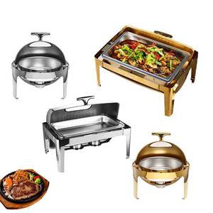 Luxus hochwertige SS Chafing Dishes Cheffing Dish Food Warmer Metall Ei Rechteck Form Grau Gold Chafing Dish Buffet Set - Product Image 5