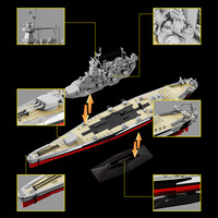 12GO98008 Maquette de porte-avions de la Seconde Guerre mondiale en blocs de construction en plastique à petites particules, 800+ pièces, alimenté par piles, pour tous les âges