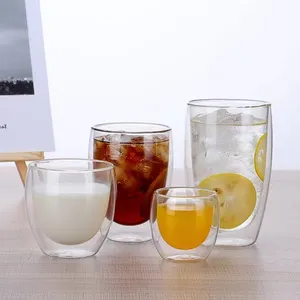 Offre Spéciale fabricant de verrerie en borosilicate 250ml 350ml 450ml tasse en verre tasse à café à double paroi