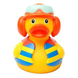 Promo Toy Customized Batch Printed PVC Workers Build Rubber Duck Shaped Bathtub <b>Bath</b> Toys with Pattern Designs - Product Image 3