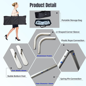 Pdyear tùy chỉnh 10ft triển lãm thương mại Backdrop khung nhôm nhuộm thăng hoa in logo Ống gối trường hợp căng Vải Polyester - Product Image 3