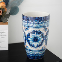Pot Keramik Motif Biru dan Putih untuk Tanaman, Pot untuk Tanaman Indoor, Pot Hias dan Pot Bunga